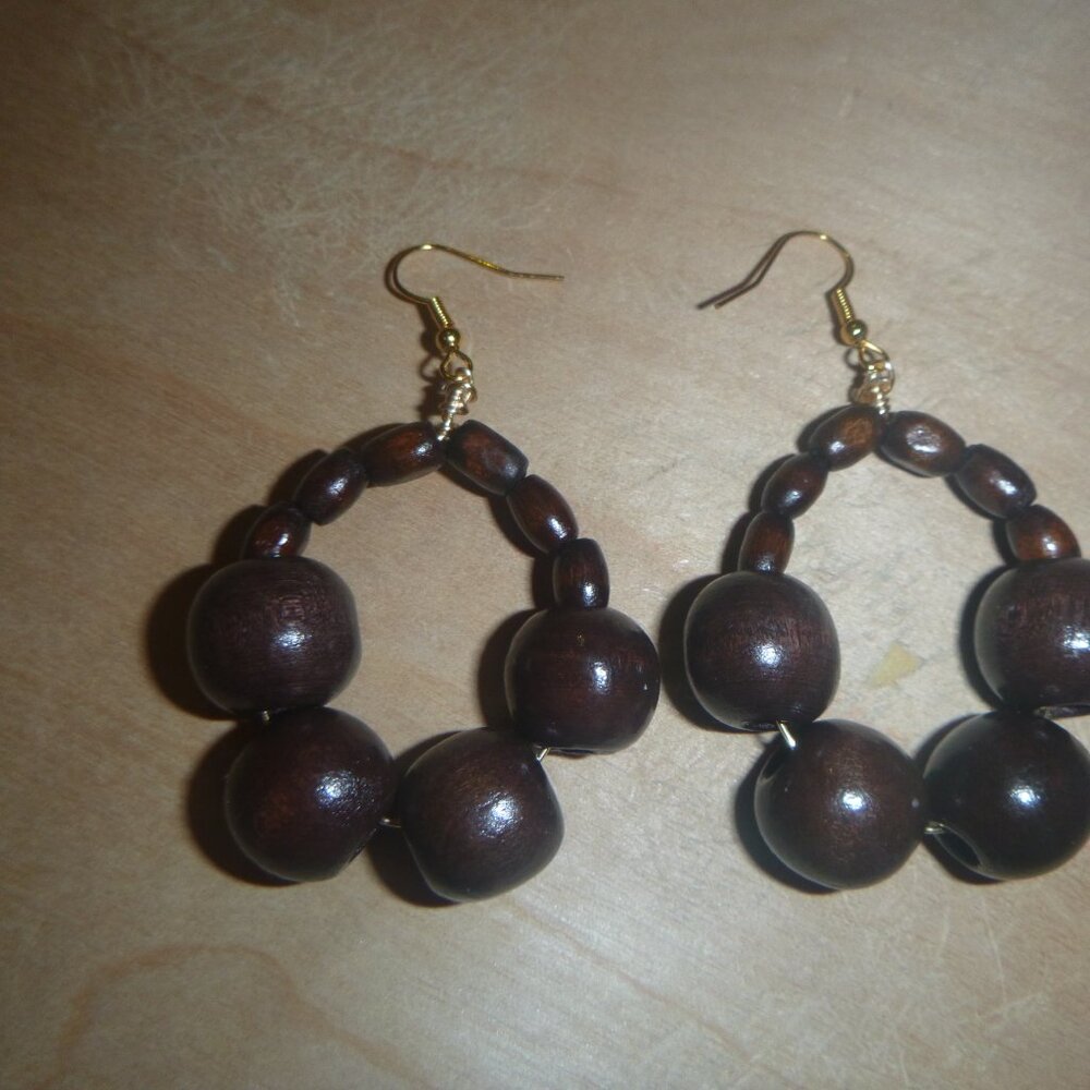 Afrocentric Earrings / Beaded Earrings / Wooden Earrings / Handcrafted Earrings - Picture 1 of 11